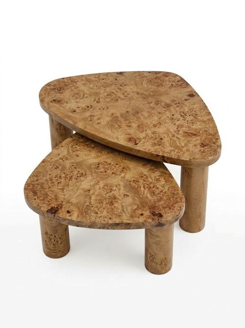 Light Burl Nest of Coffee Tables