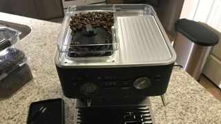 kitchenaid espresso machine with beans in hopper