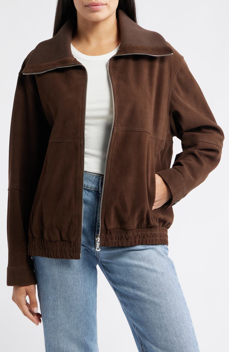 Oversize Suede Bomber Jacket