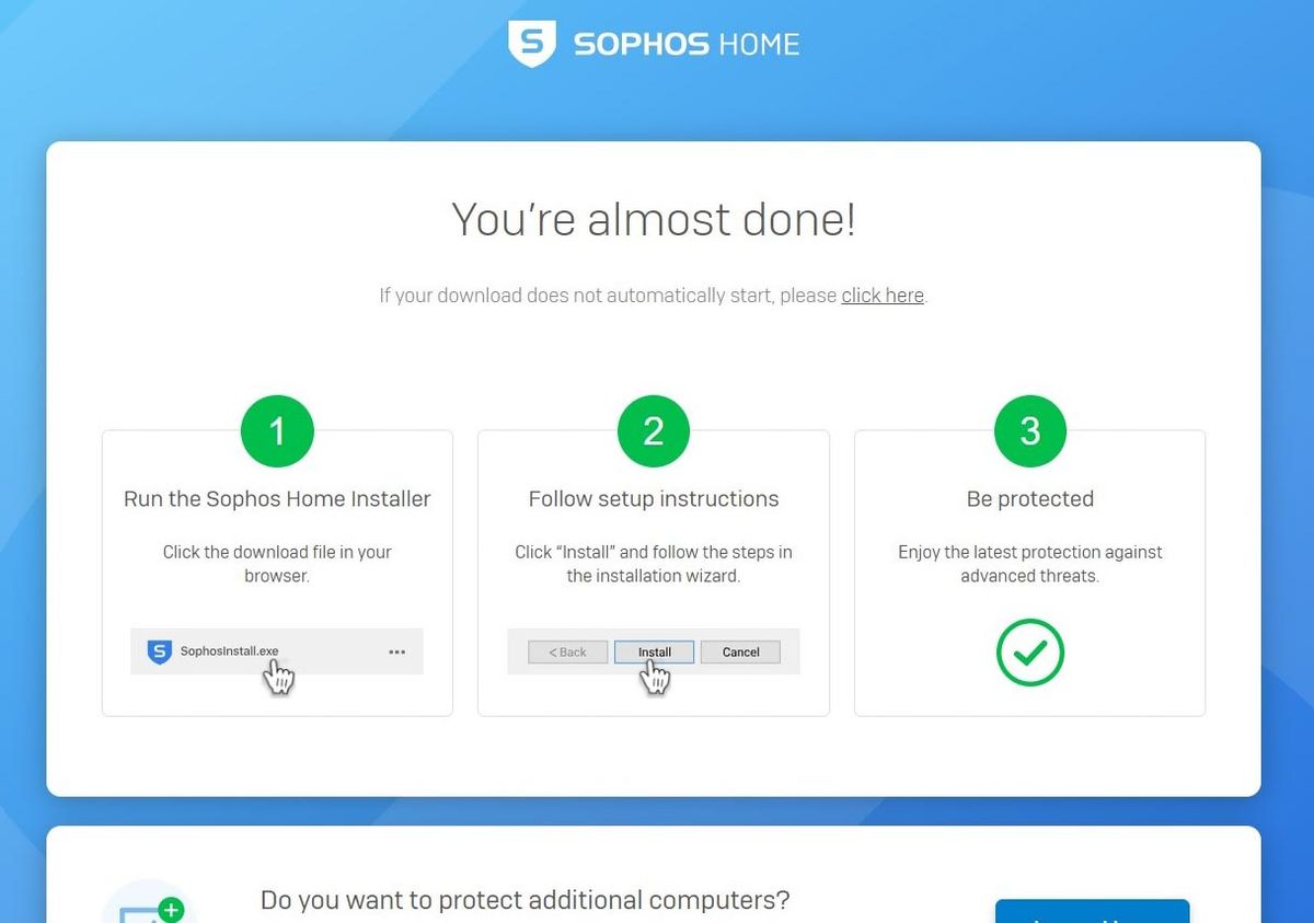 Sophos Home Premium installation process