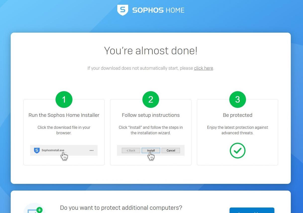 Sophos Home Premium installation process