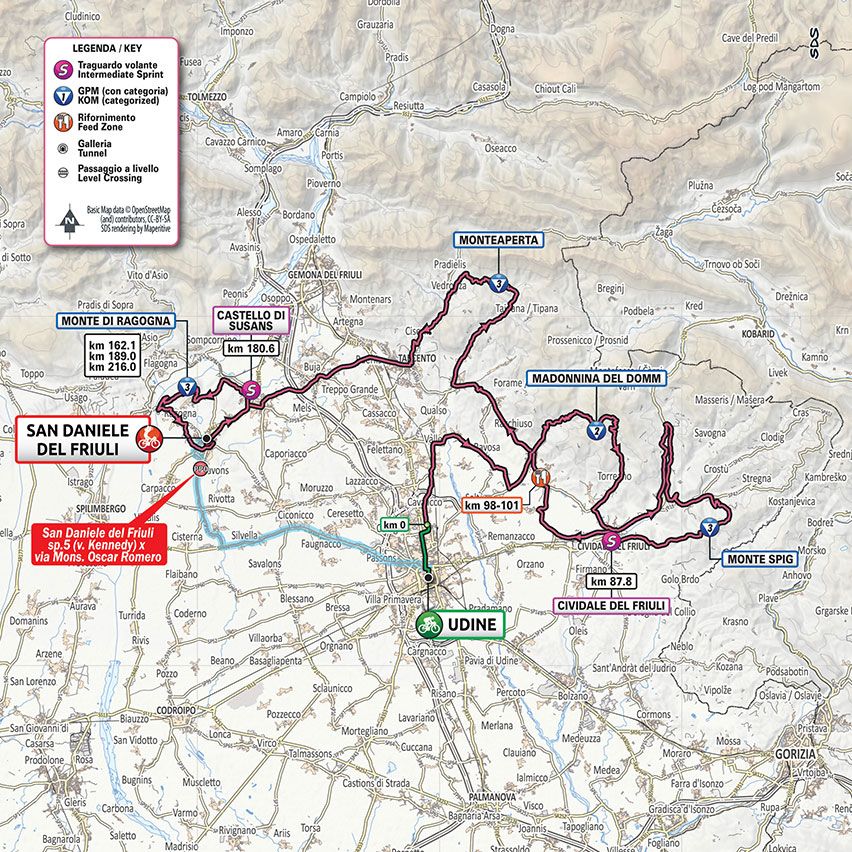 2020 Giro d'Italia stage 16 map