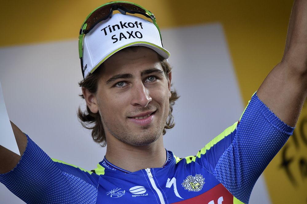 Peter Sagan (Tinkoff-Saxo) on the stage 16 podium