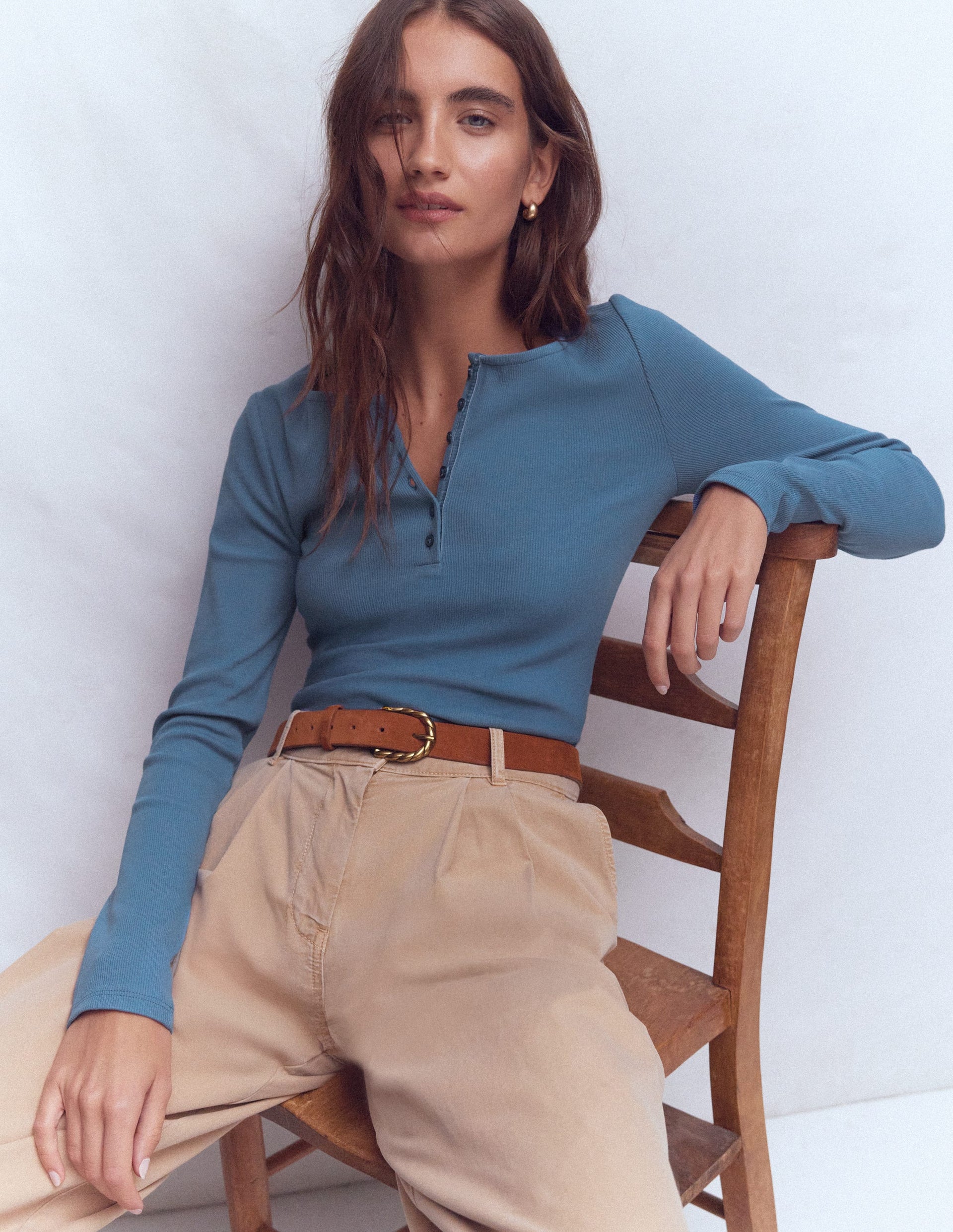 Rib Henley-Captain Blue