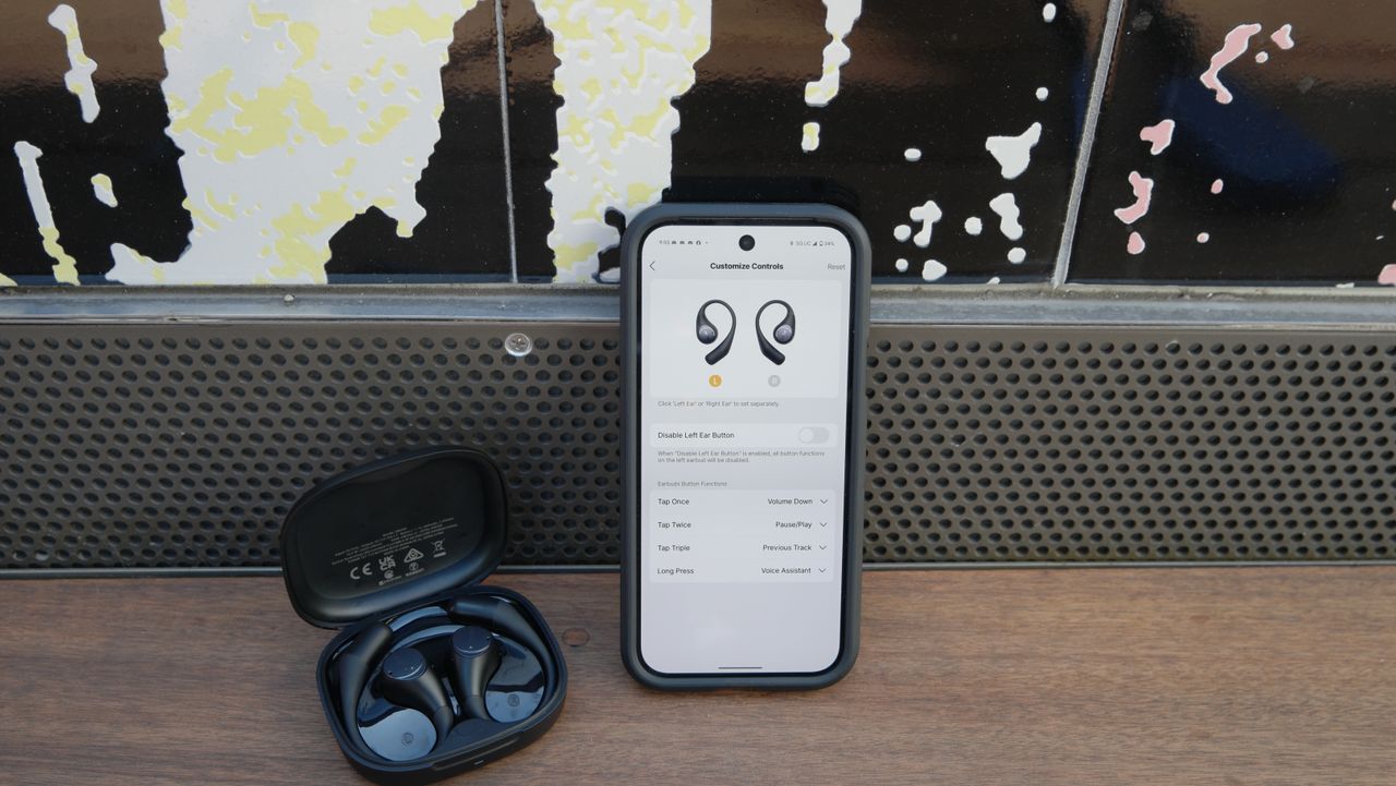 EarFun OpenJump next to a Google Pixel 9