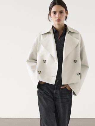 Massimo Dutti Short Trench Coat With Back Pleat 