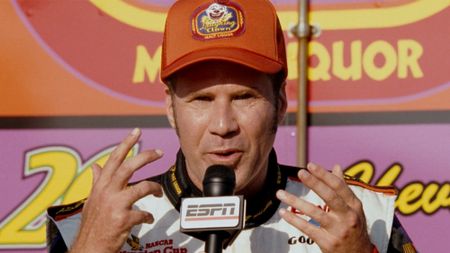 Will Ferrell as Ricky Bobby in Talladega Nights, wondering what to do with his hands