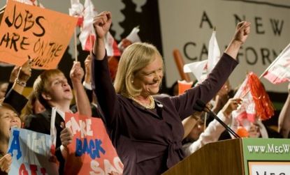Meg Whitman, one-time eBay chief executive, dipped into her estimated $1.3 billion worth for help on her gubernatorial campaign.