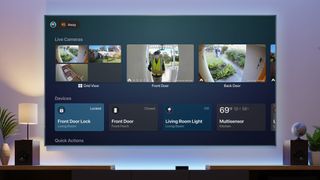 An Abode home security menu on a TV screen