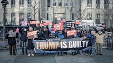 Protesters urge speedy Donald Trump trials