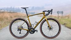 ENVE Fray bike standing up on its own on a road in the Peak District