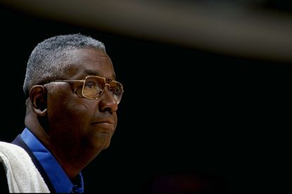 Coach John Thompson of the Georgetown Hoyas in action during the game against the Seton Hall Pirates at the Continental Airlines Arena in East Rutherford, New Jersey.