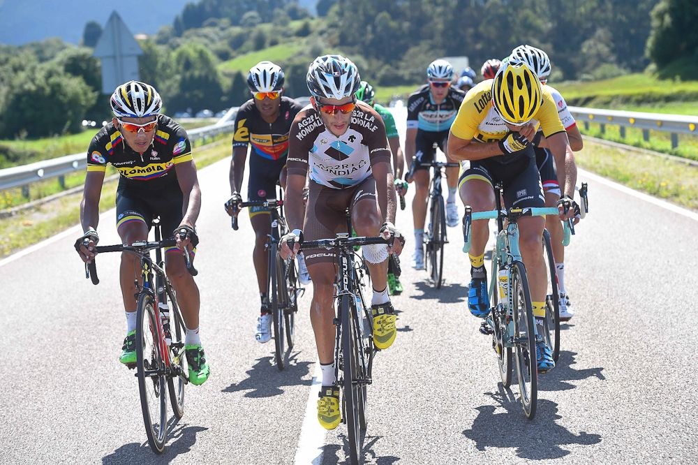 Blel Kadri leads the breakaway during stage 15.