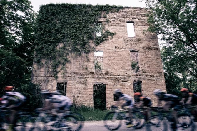 The women pass by the old Oxford Mill along todays route.