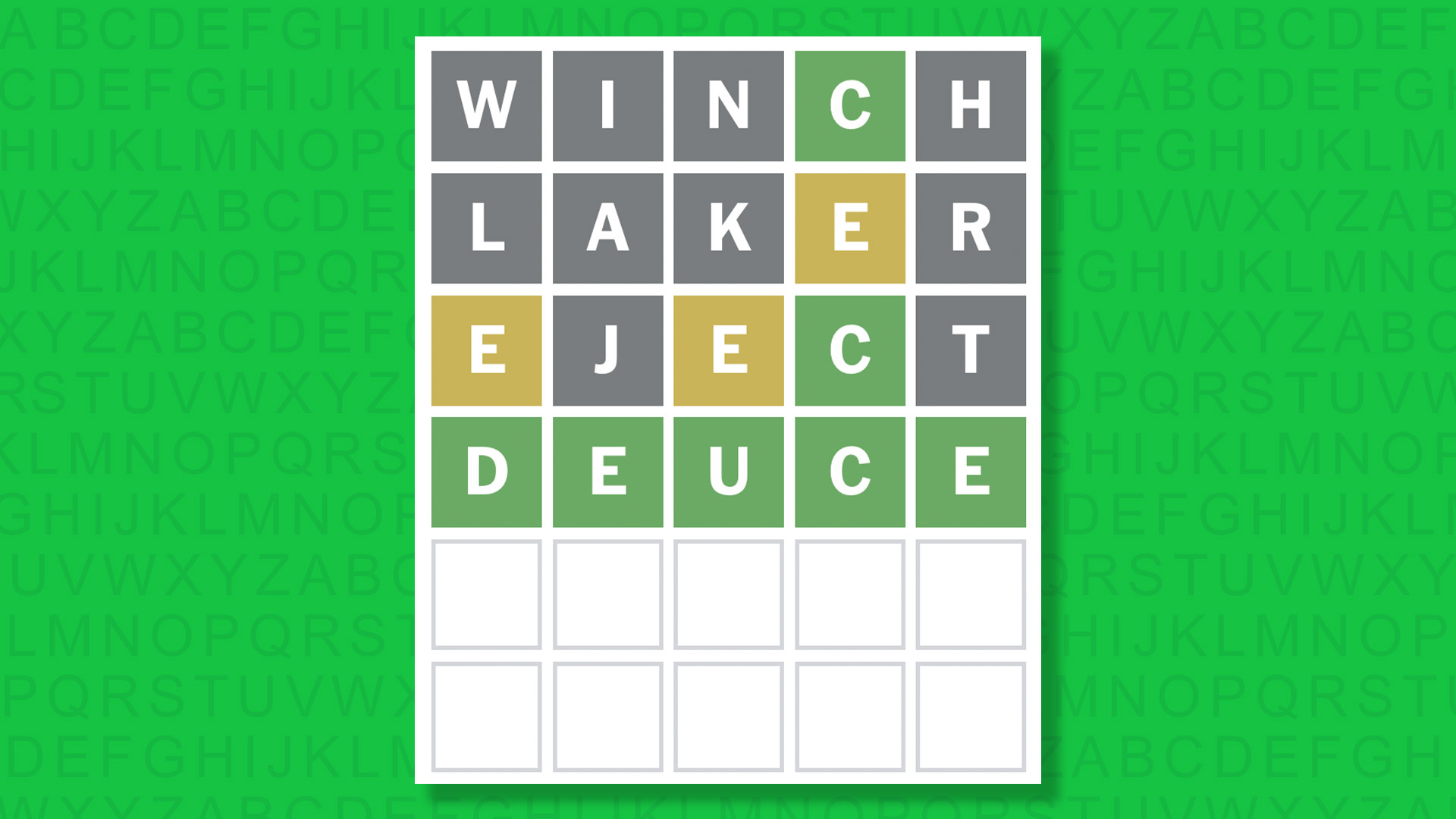 Ответ NYT Wordle для игры 1607 на зеленом фоне