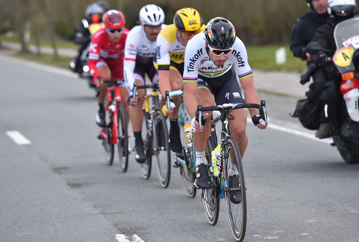 Peter Sagan does a turn on the front