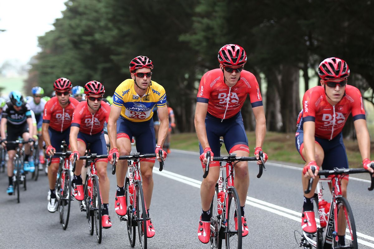 Drapac with race leader Will Clarke early in the stage