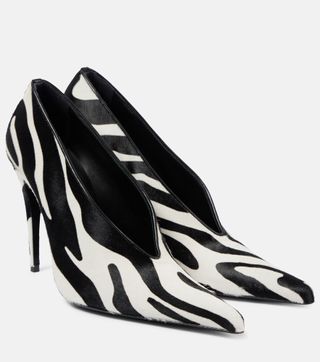 Zebra-Print Leather Pumps