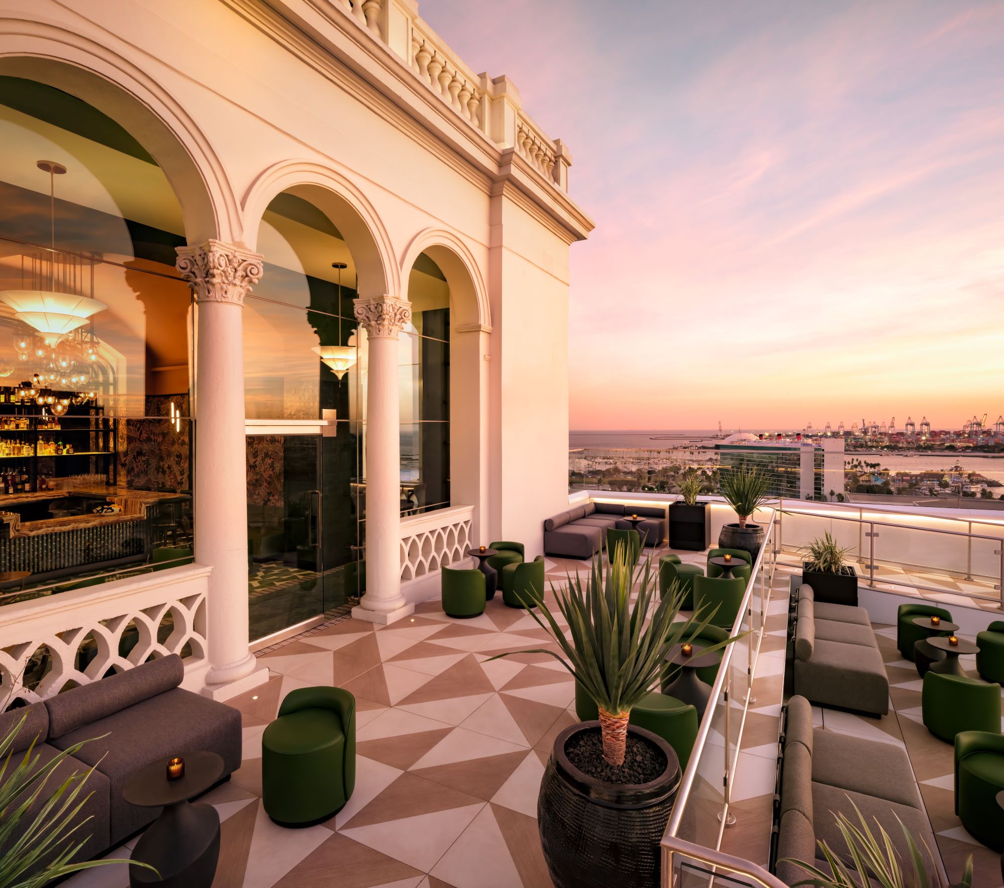 The view from Fairmont Breakers Long Beach's rooftop bar Halo