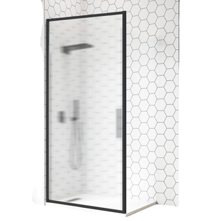 Black framed reeded glass shower panel