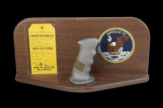 The rotation hand controller that was installed next to Neil Armstrong's couch on board the command module Columbia during the 1969 Apollo 11 lunar landing mission.