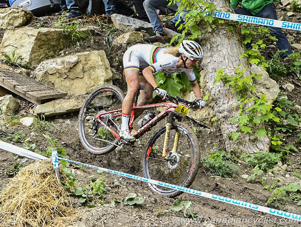 Jolanda Neff (Sui) Kross Racing Team was easily riding sections most other struggled on