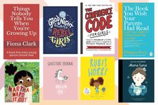Collage showing a range of books to help raise a strong girl