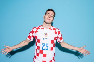 Luka Sucic of Croatia poses during the official FIFA World Cup Qatar 2022 portrait session on November 19, 2022 in Doha, Qatar.