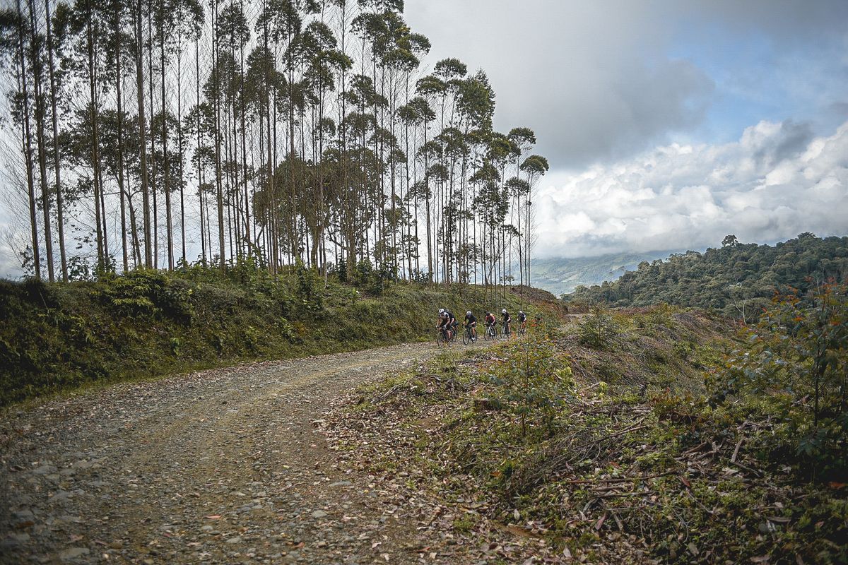 Lead pack on stage 2 of 2023 Transcordilleras
