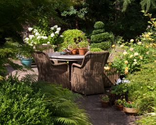 seating on a secluded cottage patio area
