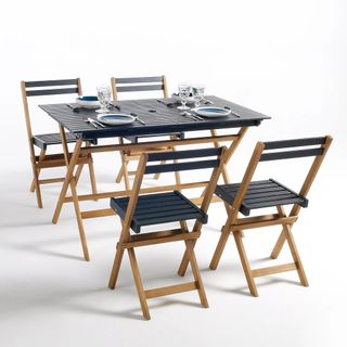 Foldable outdoor dining table and chairs