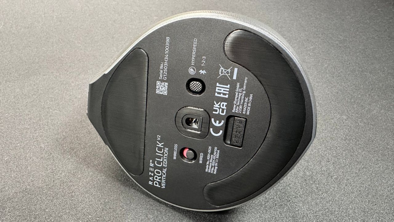 A photo of the Razer Pro Click V2 Vertical Edition wireless ergonomic mouse.