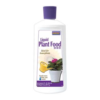 liquid plant food from bonide on white background