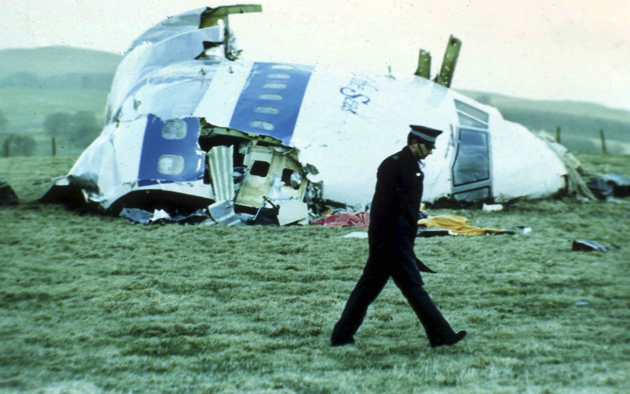 The wreckage of Pan Am Flight 103.