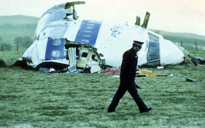 The wreckage of Pan Am Flight 103.
