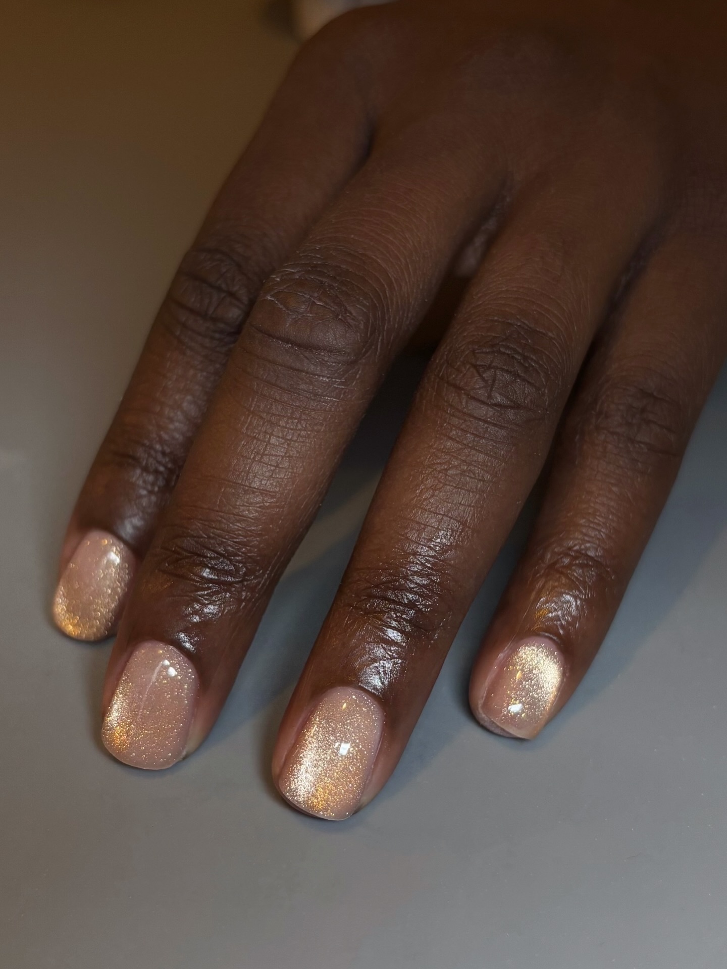 Shimmery square manicure
