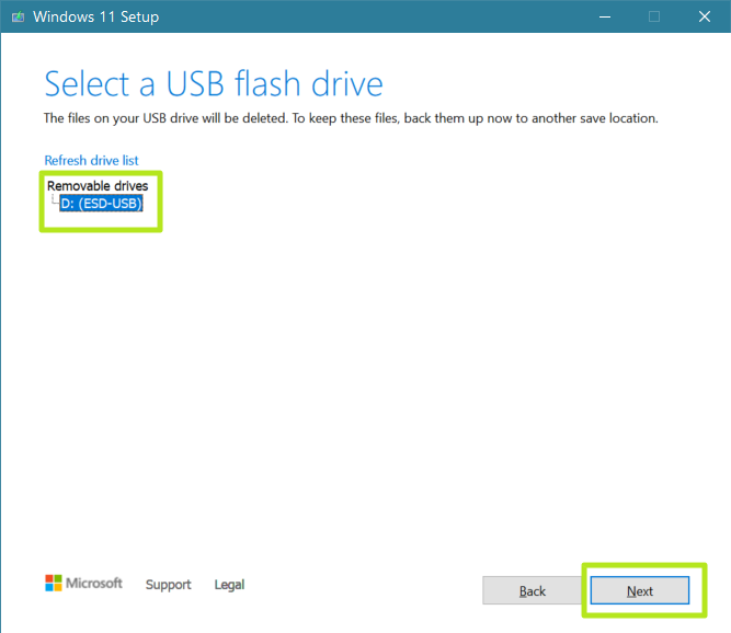 Select your USB Flash drive