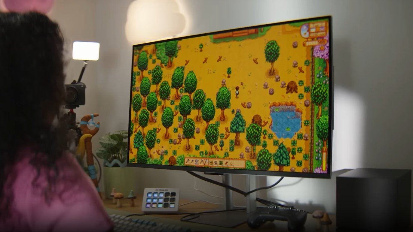 Person using Steam Machine at desktop