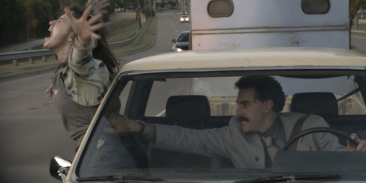 Borat with Tutar in car Borat 2