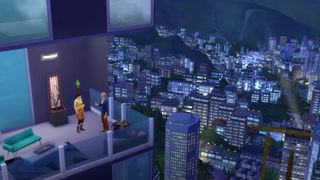 A cityscape in The Sims 4