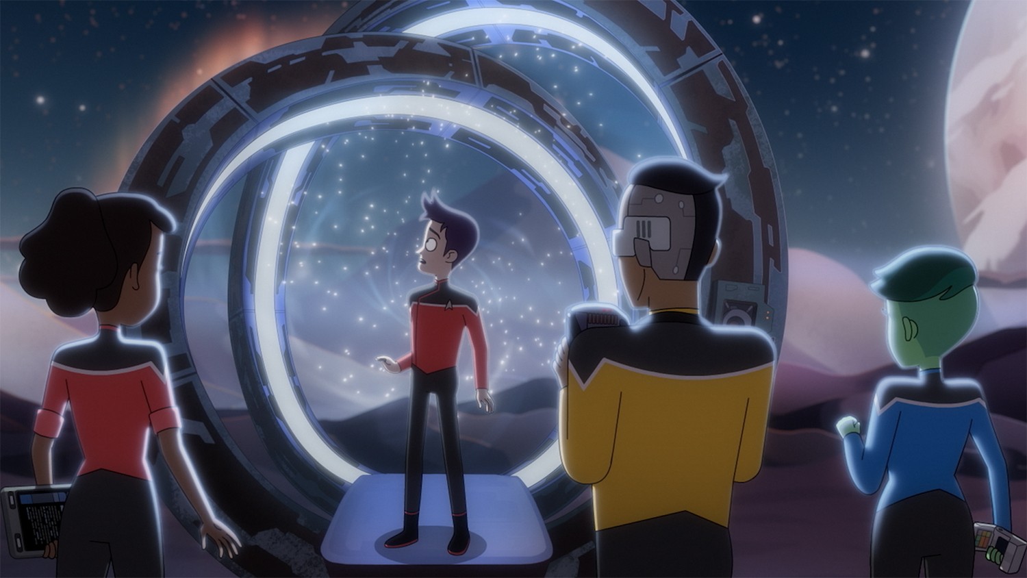 The opening animated sequence of the 'Lower Decks' episode of 'Strange New Worlds