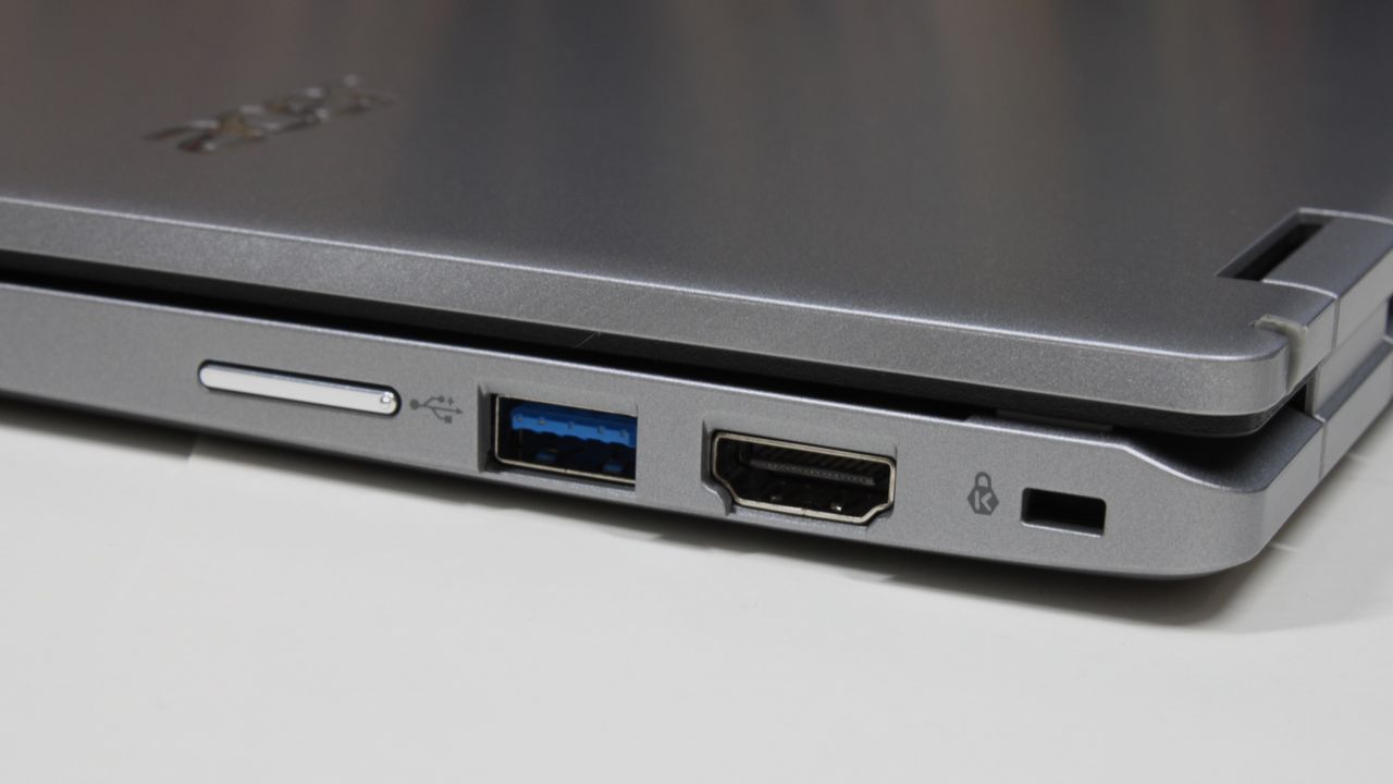A close up of ports on the side of a laptop