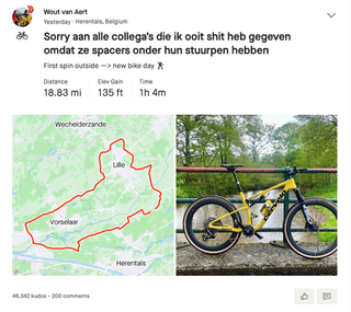 Wout van Aert's first ride outdoors since Dwars door Vlaanderen crash 2024