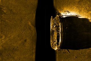 A sonar image showing the ill-fated HMS Erebus shipwreck.