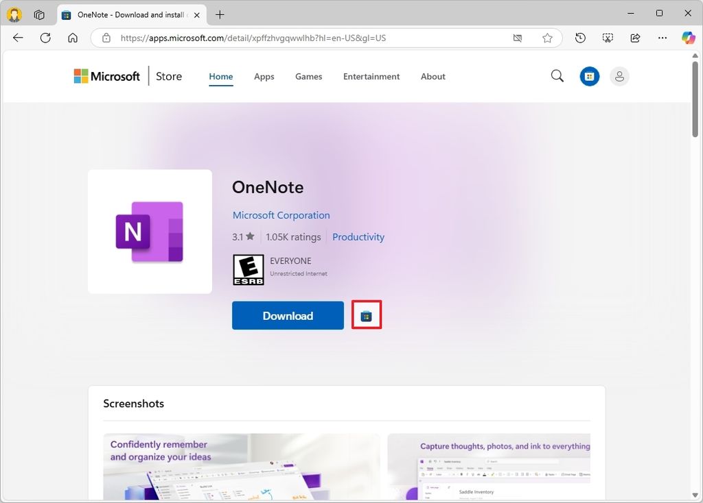 Download and install Onenote