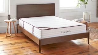 The Awara Natural Hybrid mattress on a bed