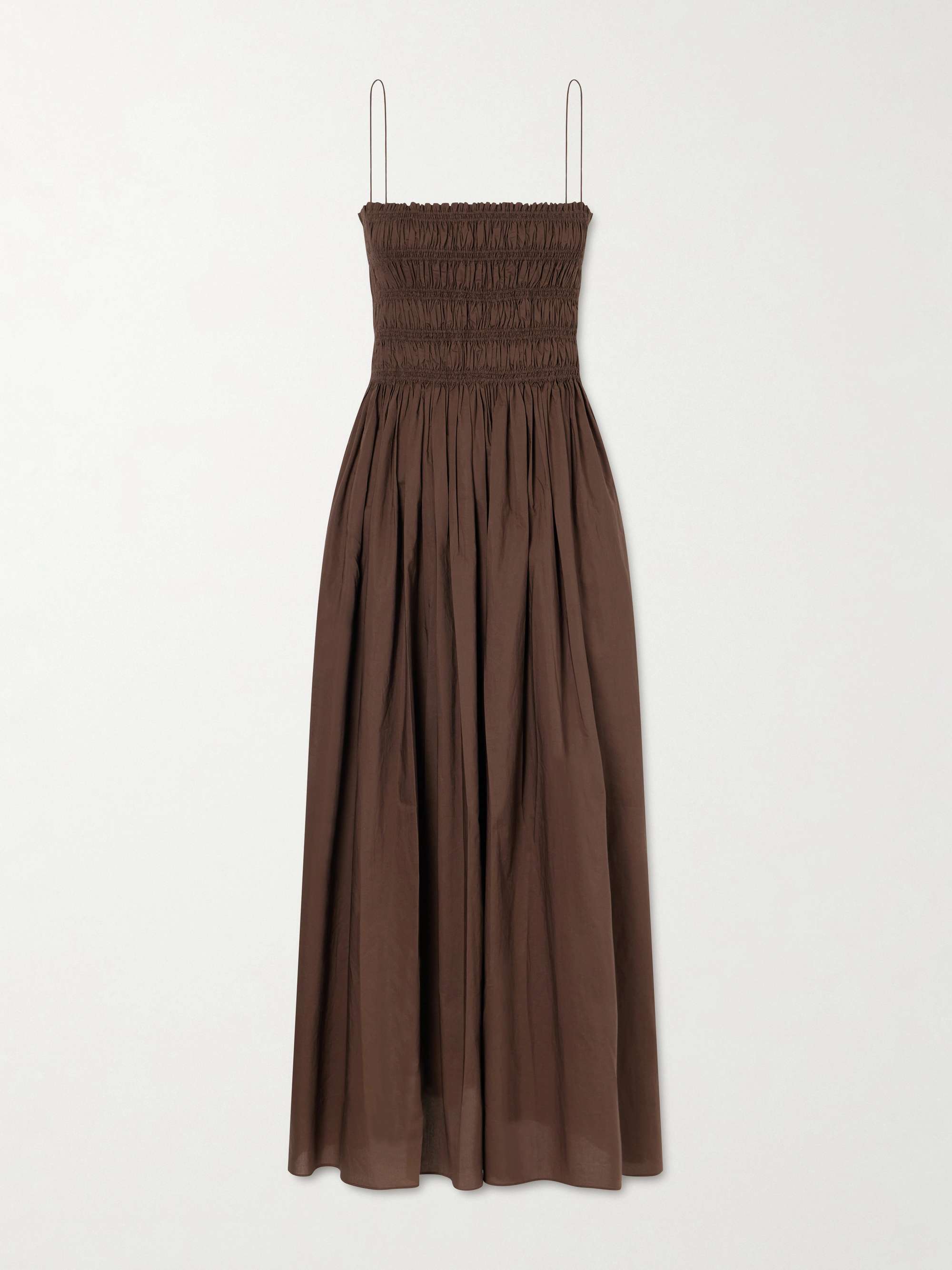 Shirred Organic Cotton Midi Dress