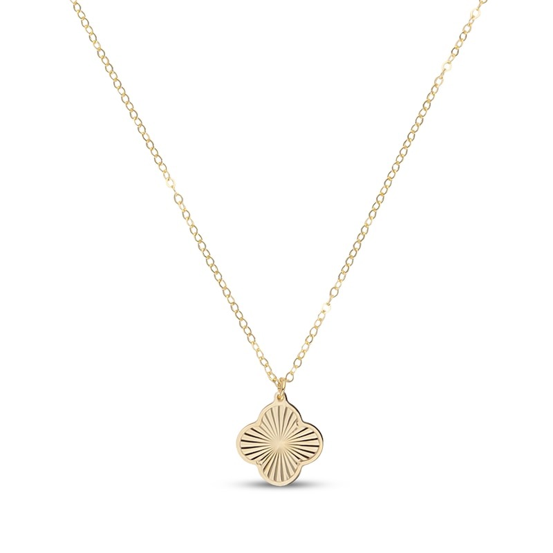 kay, Italian Brilliance Diamond-Cut Clover Necklace 14k Yellow Gold 18&quot;