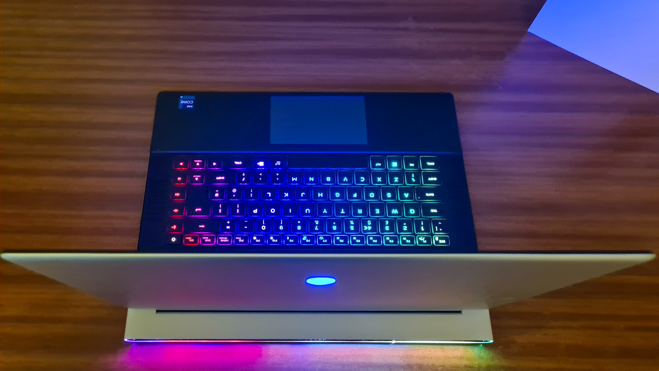 Alienware x16 on a wooden desk