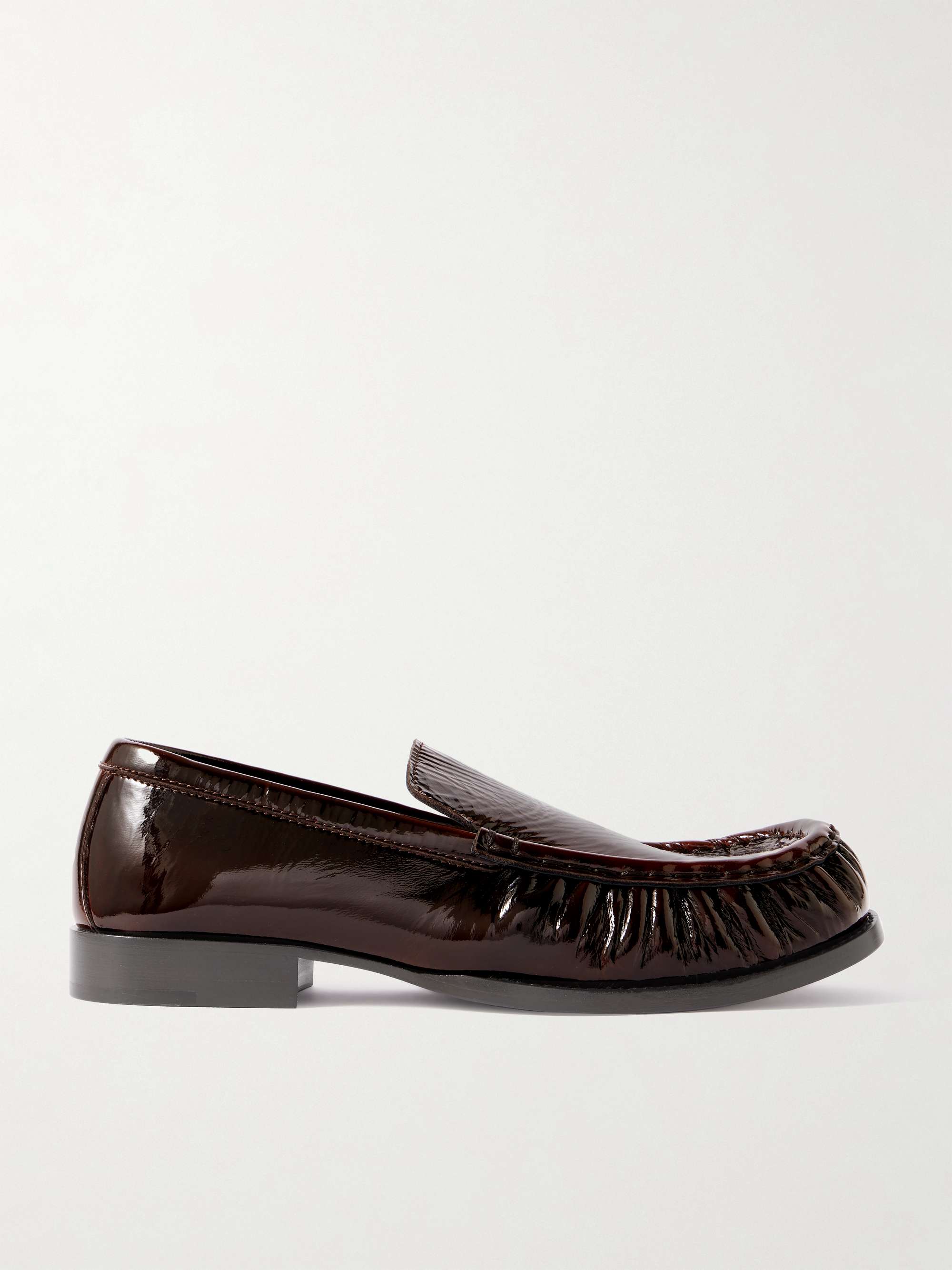 Patent Crinkled-Leather Loafers